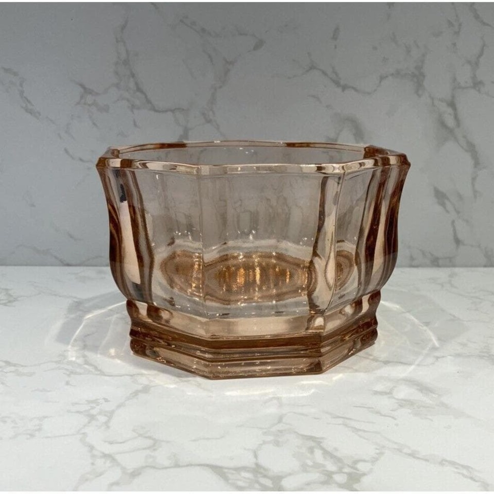 Cambridge Pink Depression Glass Octagonal Bowl Candy Dish Vintage  NO LID